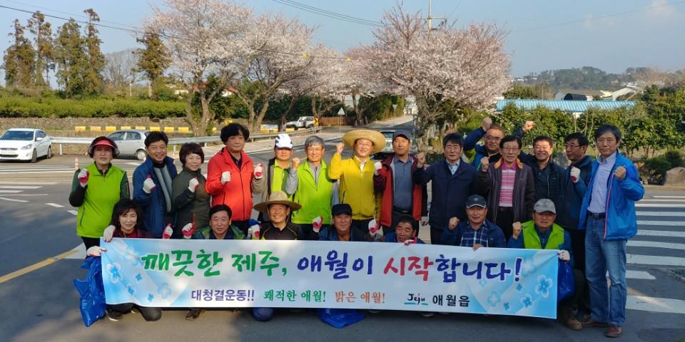 애월읍, 도민체전과 벚꽃축제 준비 대청결 운동 실시 첨부이미지