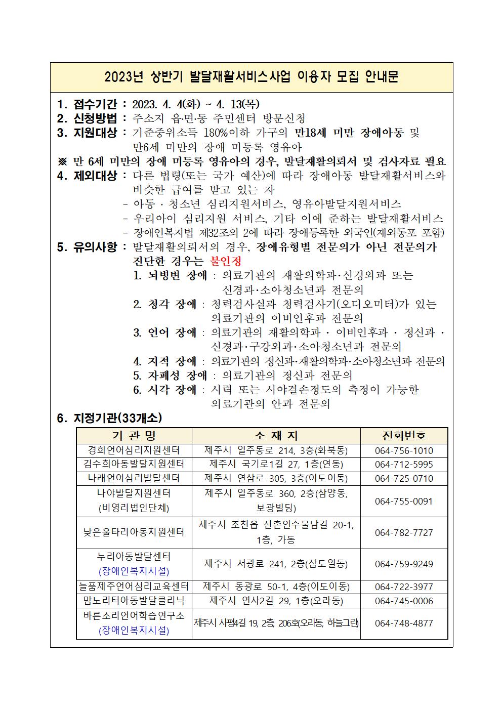 2023년 4월 발달재활서비스, 언어발달지원서비스 및 가사간병 방문지원사업 대상자 모집안내 첨부이미지