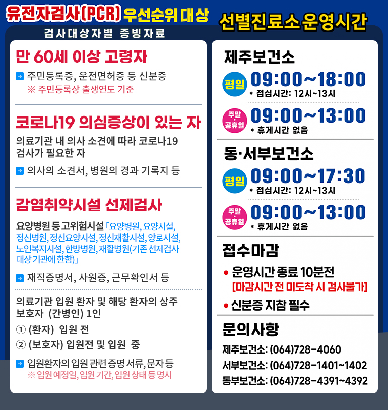 [서부보건소] 코로나 선별진료소 운영시간 등