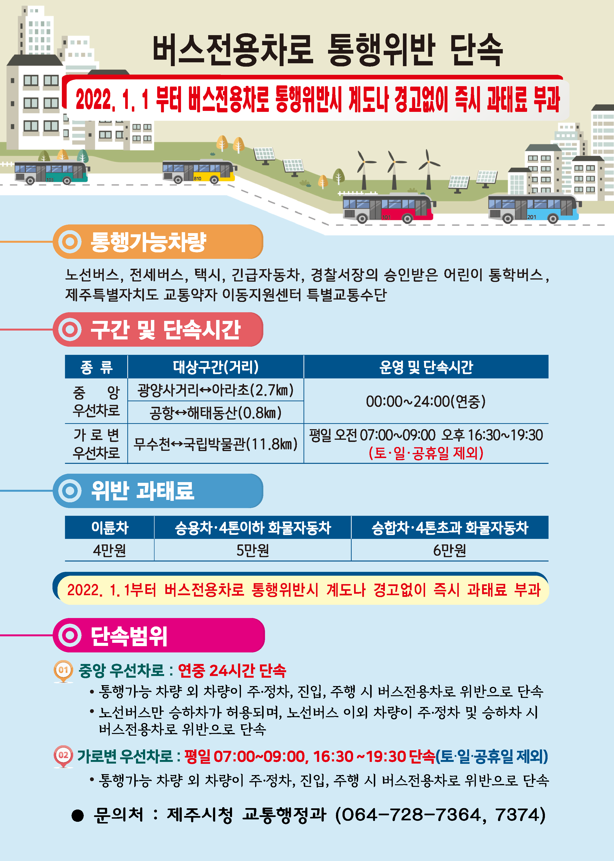 중앙·가로변 버스전용차로 과태료 부과 기준 변경 고시 및 홍보안내문 첨부이미지