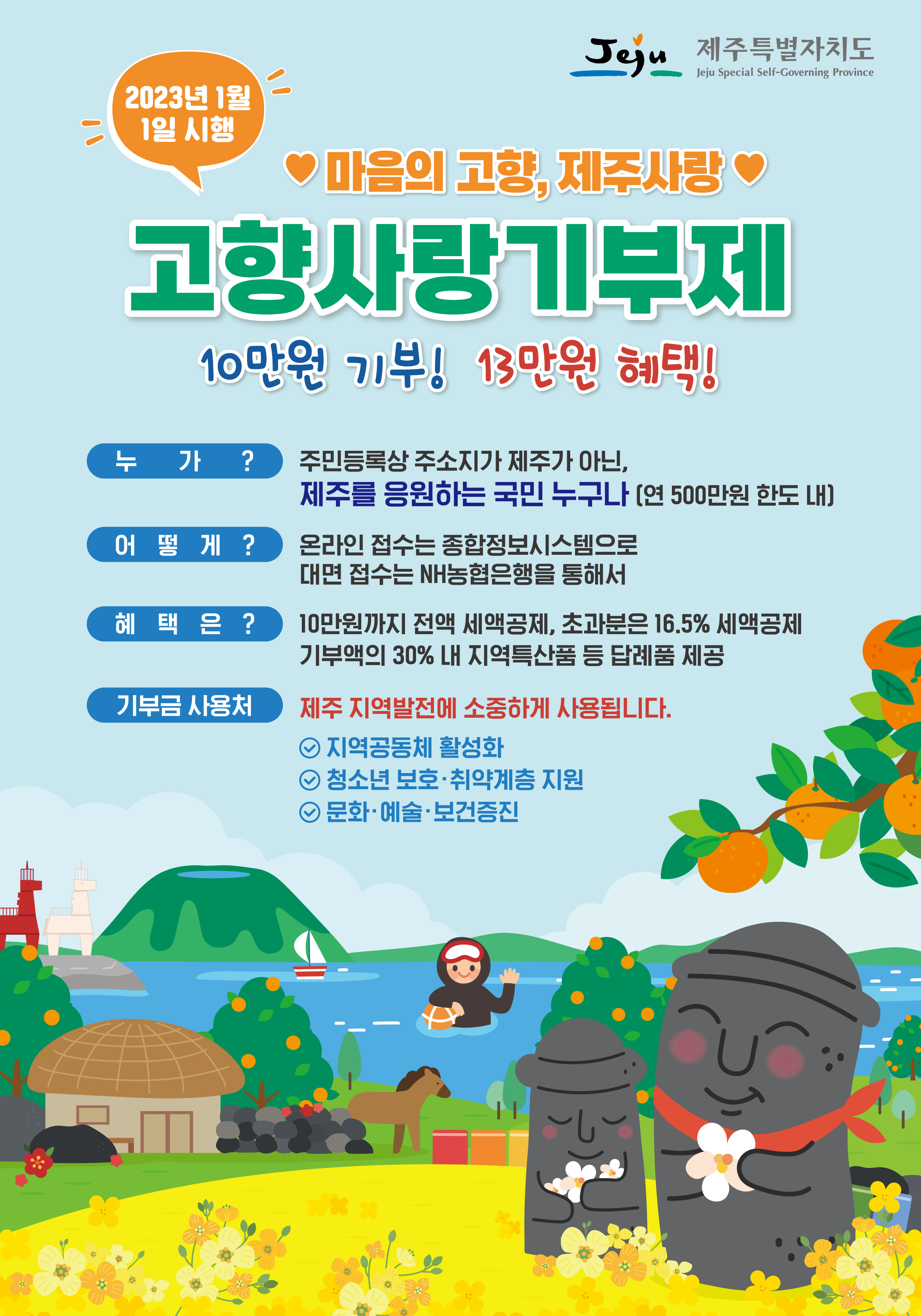 제주 고향사랑 기부제 알림 첨부이미지