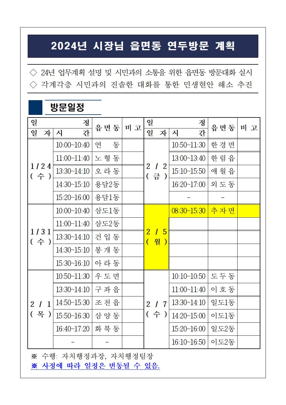 2024년 시장님 추자면 연두방문 계획 알림 첨부이미지