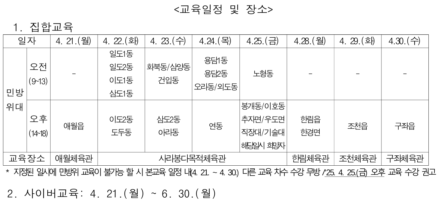 2025년 민방위 본교육 실시 첨부이미지