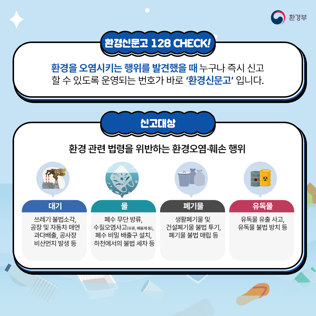환경오염을 발견하면 국번없이 128! 첨부이미지